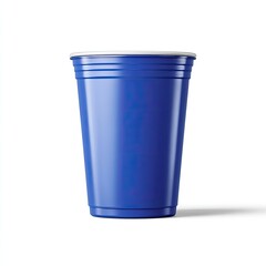 A bright, solid blue plastic cup