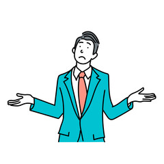 お手上げポーズをするビジネスマンのベクターイラスト