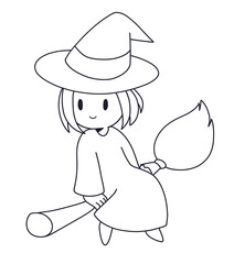 空飛ぶ魔女の線画