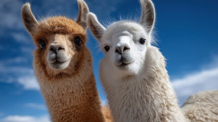 Fototapeta premium curious alpaca looking at camera close up