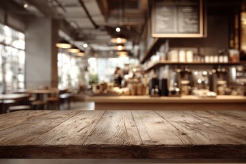 Rustic wooden table in cafe