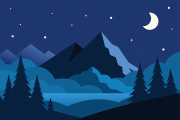 Fototapeta premium christmas night landscape