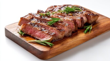 sliced meat steak wooden background