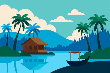 Obraz premium island with palm trees