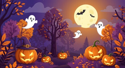 halloween background with pumpkins