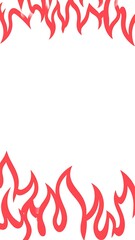 Red flame border on white background