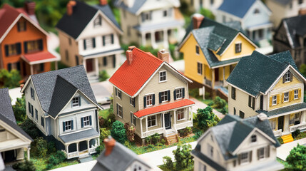 Neighborhood model houses miniature homes village scene