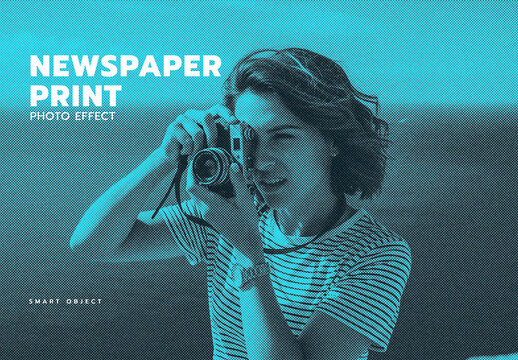 Halftone Newspaper Print Photo Effect