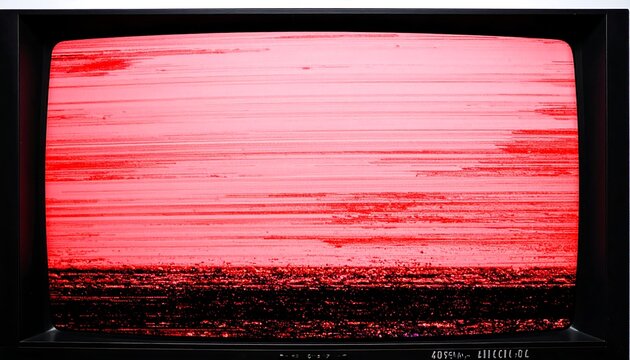 Vintage Television Screen with Intense Red Static Noise and Interference - Powered by Adobe