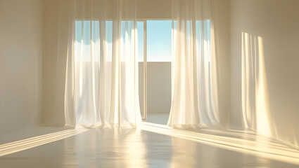 open window with curtains