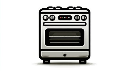 Fototapeta premium Simple, flat, illustration of a gray gas stove and oven