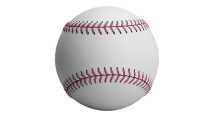 White baseball with red stitching isolated on a transparent background 1