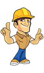 construction work mascot in vector format per separate part