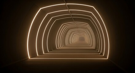 Naklejka premium Abstract glowing tunnel with perspective view and warm illumination for futuristic design