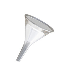 Clear glass funnel against a black background. Useful for chemistry, cooking, or DIY projects.