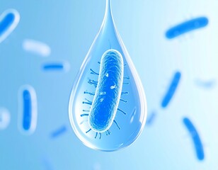 3D Scientific Illustration of Legionella Bacteria Inside Water Droplet – Editorial Visualization of Legionnaires’ Disease Transmission