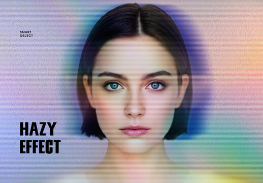 Hazy Glitch Lines Photo Effect Mockup