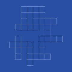 Four words crossword puzzle template. empty crossword game. four words crosswords game on blue background. word game for magazine and newspaper