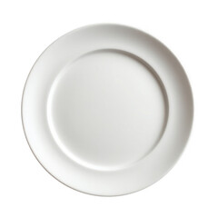 Isolated white ceramic dinner plate on a transparent background ideal for food presentation