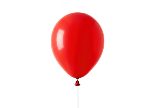 A single red balloon floating with a string, isolated on transparent background