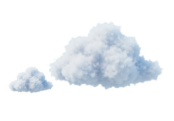 Two fluffy white clouds isolated on transparent background