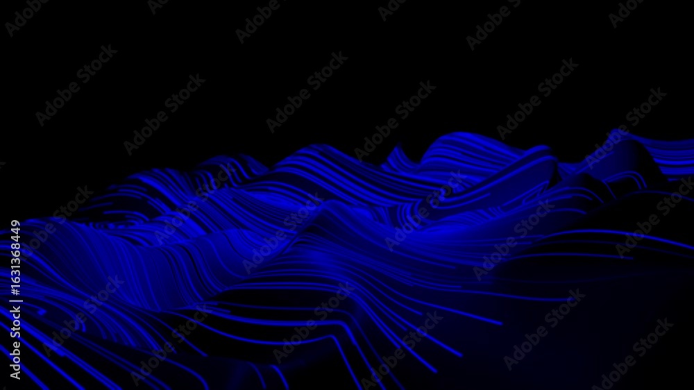 Poster blue color digital data wave with dynamic lines hi-tech design dark technology background