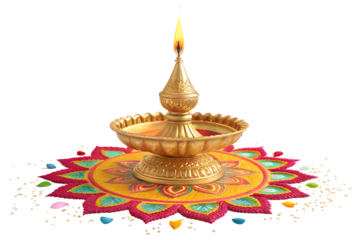 Diya lamp on a white background