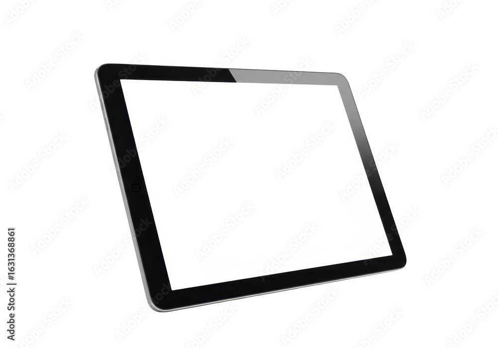 Poster modern tablet computer with blank white screen isolated on transparent background