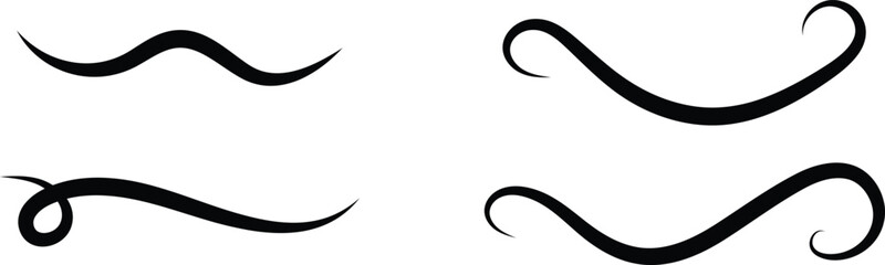  Swoosh and Swoop Underline. Curve paint tails. brush scribble underline. Flourishes and swoop vintage design. Marker pen line highlight swoosh stroke
