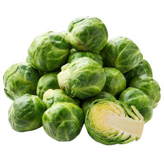 Fototapeta premium Pile of brussels sprouts isolated on transparent background