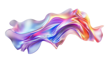 Obraz premium abstract iridescent fluid form with flowing, wavy movements and a glossy texture isolated transparent background