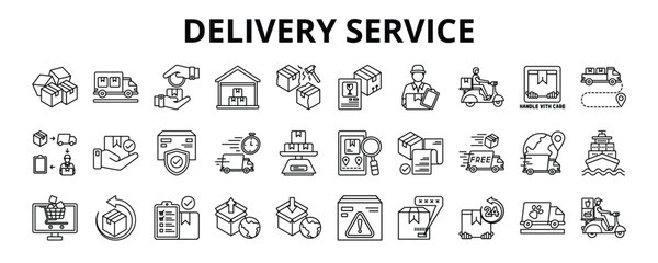 30 Delivery Service Line Icons Vector - delivery, courier, service, shipping, order, fast, business
