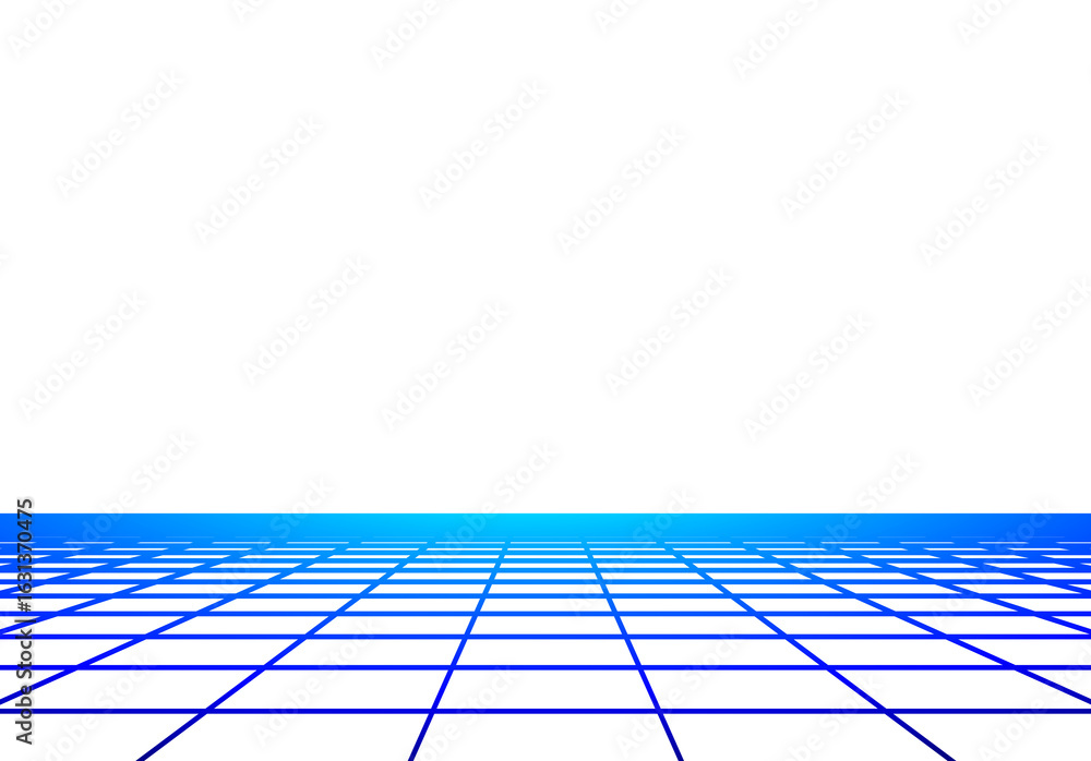 Fototapete minimalistic grid floor with retro 80s synthwave style and aesthetics, isolated floor perspective vi