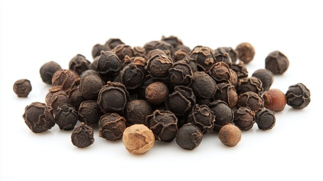 Explore rich textures of dried peppercorns, a culinary essential for adding spice and flavor to dishes.