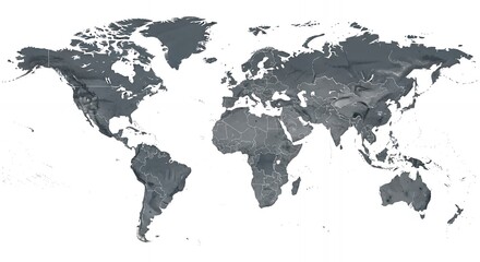 Fototapeta premium World Map Global Geography Continents Countries International Gray Scale Cartography Ear