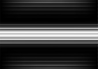 Fototapeta premium Abstract horizontal black and white gradient stripes forming a futuristic light beam effect across a dark background.