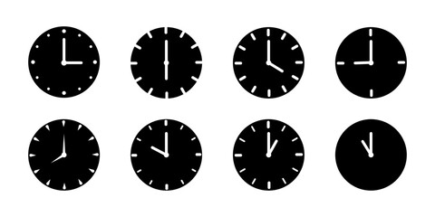 Vector illustration of Clock icon set isolated on transparent background