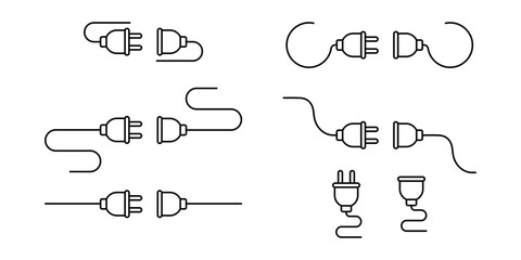 Vector illustration of electricity plug icon set isolated on transparent background