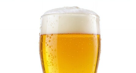 Cold Glass of Beer with Condensation and Foam