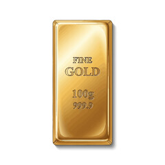 A radiant 100g fine gold bar, representing prosperity, investment, and secure assets, is perfectly isolated on a clean white background.