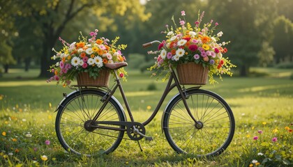 Fototapeta premium Bicycle with flowers