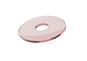 A single pink translucent disc with a hole in the center, isolated on a transparent background