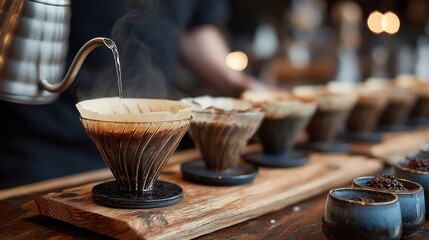 Tasting a sample of fresh pour-over coffee 
