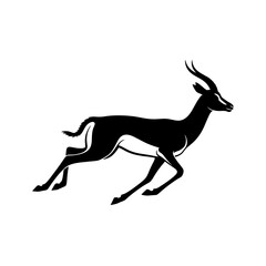 Silhouette Gazelle Running Logo, Streamlined Body With Smooth Curves