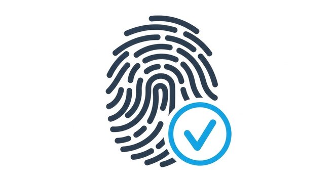 Fingerprint verification icon with check mark for successful authentication