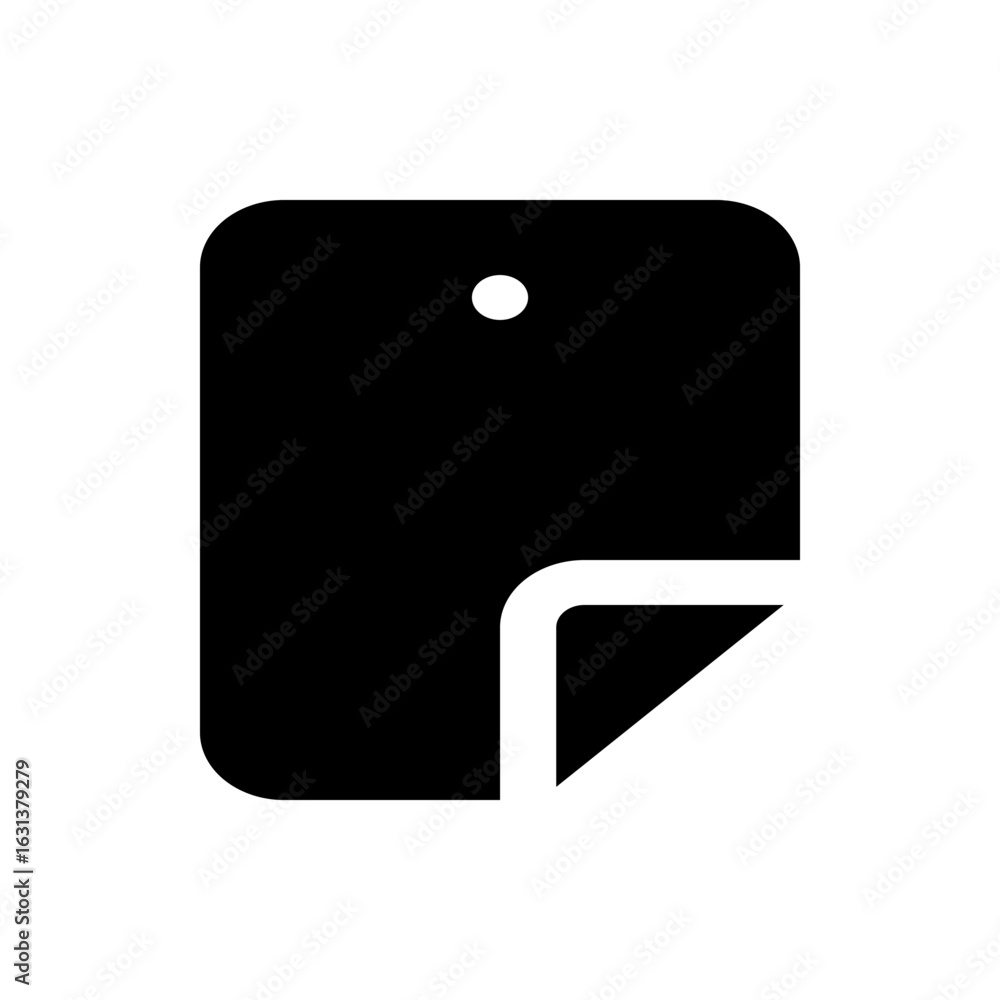 Aufkleber black document with a folded corner and a hole at the top representing a paper or file icon style