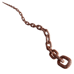 Rusty Metal Chain Circle Isolated on White Background
