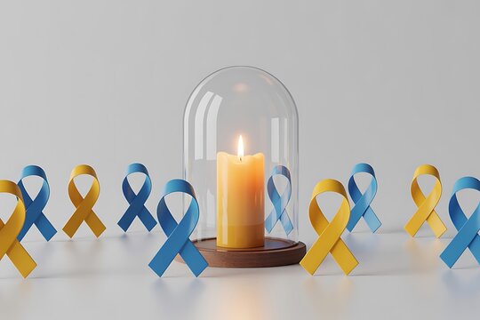Hope's Beacon Gentle candle glow illuminates symbolic ribbons, fostering awareness and support for vital causes.