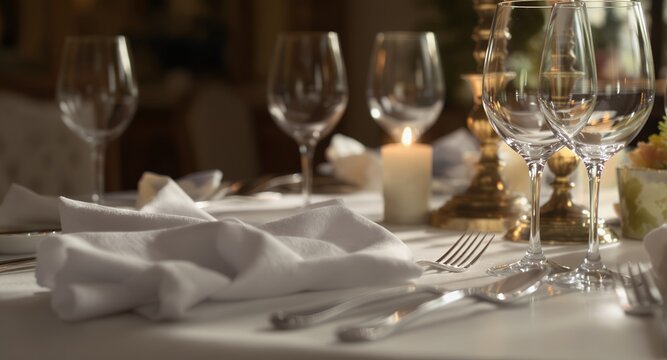 Elegant Table Setting with Candlelight