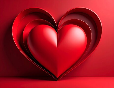 Naklejki Red heart on red background